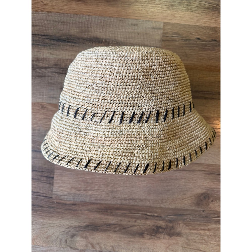 Friends of Friends Hat Co Bucket Hat Straw Handmade Whipstitch Boho Free People